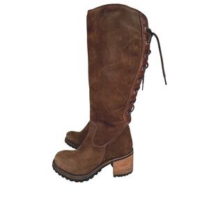 Liberty Black LB Womens Caborca Tall Lace Up Boot Size 6.5‎ Brown Suede Leather